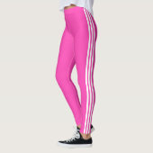 Witte Side Stripe Roze Leggings Aangepast uw kleur (Links)