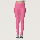 Witte Side Stripe Roze Leggings met aangepaste kle (Voorkant)