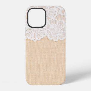 Witte sierkant over stofontwerp voor rand iPhone 12 hoesje