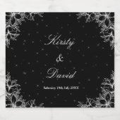 Witte sierlijke bloemachtige wijnfleslabel sparkling wijnetiket (Enkel label)