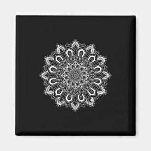 Witte Sierlijke Lotus Bloem Yoga Mandala Magneet