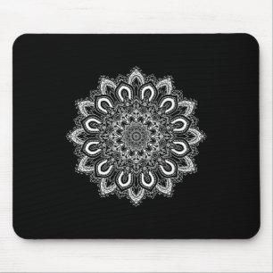 Witte Sierlijke Lotus Bloem Yoga Mandala Muismat