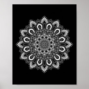 Witte Sierlijke Lotus Bloem Yoga Mandala Poster
