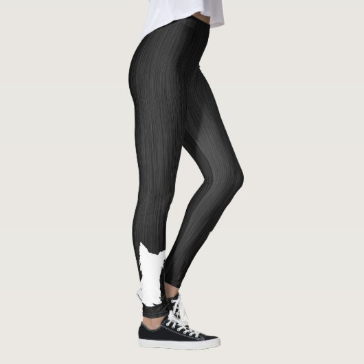 Witte Silhouette Dog Digitale Black Metal Leggings (Rechts)