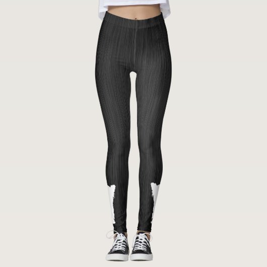 Witte Silhouette Dog Digitale Black Metal Leggings (Voorkant)