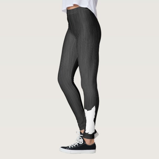 Witte Silhouette Dog Digitale Black Metal Leggings (Links)