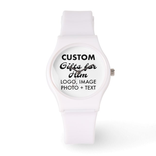 Witte Siliconen Horloge Custom Gifts voor Hem (Voorkant)