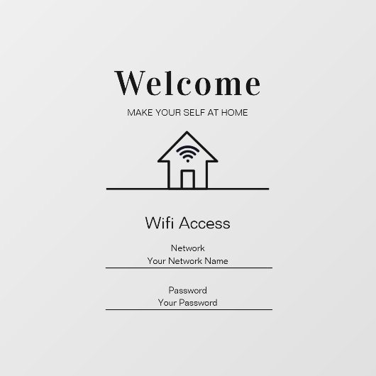 Witte Simpele Welkom Thuis Wifi Metaal Raamsticker (Vel)