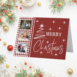 Witte Simplistische Vrolijke Kerstboom Kaart