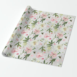 Witte sinaasappelen en roze petalen Floral tuin Cadeaupapier