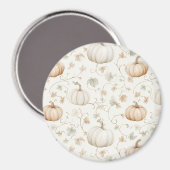Witte Sinaasappelpompoenen Bladeren Magneet (Voorkant / Achterkant)