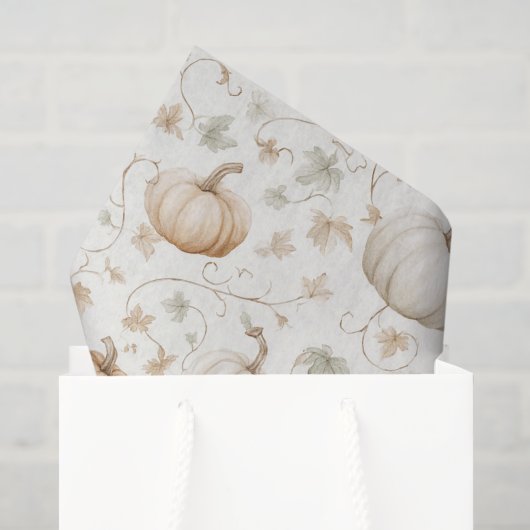 Witte Sinaasappelpompoenen Bladeren Tissuepapier (Cadeauzakje)