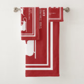 Witte sintersmaaktekst op rood bad handdoek (Insitu)