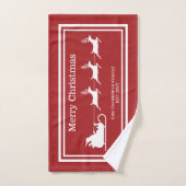 Witte sintersmaaktekst op rood bad handdoek (Handdoek)