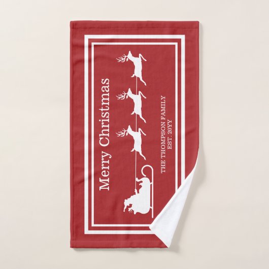 Witte sintersmaaktekst op rood bad handdoek (Handdoek)