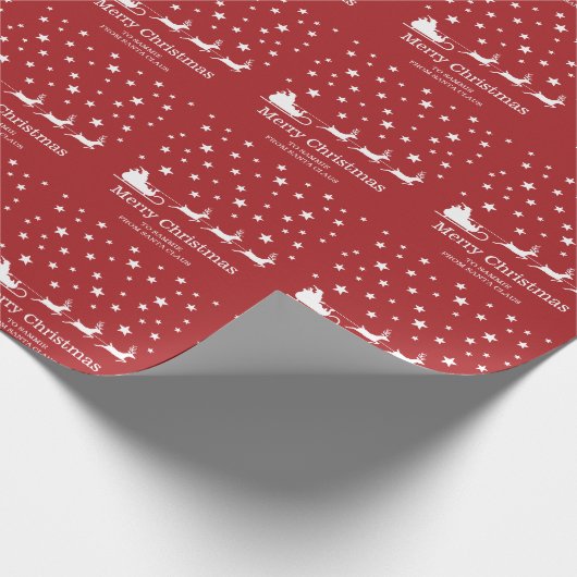Witte sintersmaaktekst op rood cadeaupapier (Hoek)