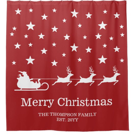 Witte sintersmaaktekst op rood douchegordijn (Voorkant)