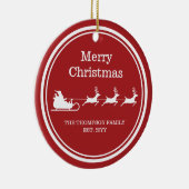Witte sintersmaaktekst op rood keramisch ornament (Rechts)