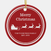 Witte sintersmaaktekst op rood keramisch ornament (Voorkant)