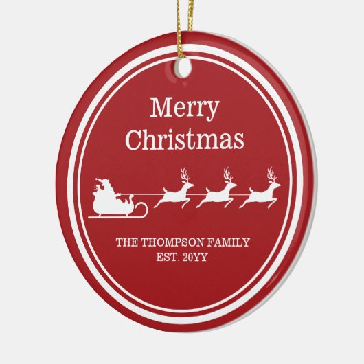 Witte sintersmaaktekst op rood keramisch ornament (Links)