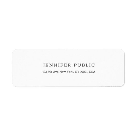 Witte Sjabloon Professioneel Modern Terugkeeradres Etiket (Voorkant)