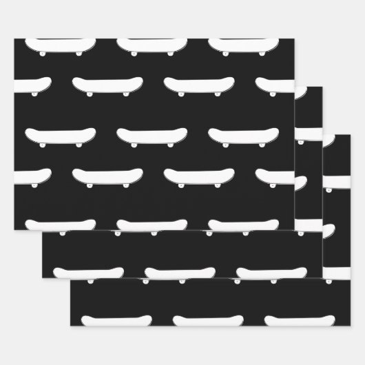 Witte Skateboard Monochromatische Zwarte Skater Ur Inpakpapier Vel (Set)