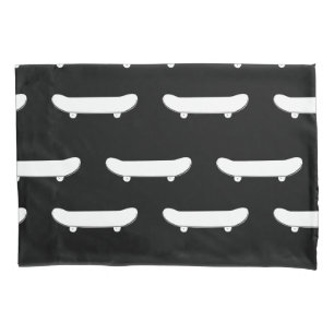 Witte Skateboard Monochromatische Zwarte Skater Ur Kussensloop