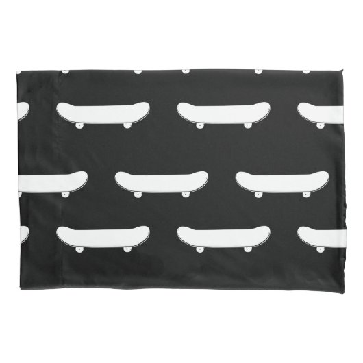 Witte Skateboard Monochromatische Zwarte Skater Ur Kussensloop (Voorkant)