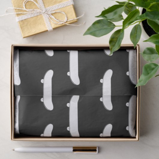 Witte Skateboard Monochromatische Zwarte Skater Ur Tissuepapier (Geschenk)