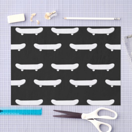 Witte Skateboard Monochromatische Zwarte Skater Ur Tissuepapier (Craft)