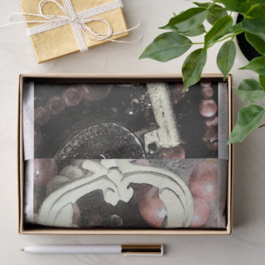 witte skelet over roze parels tissuepapier (Geschenk)