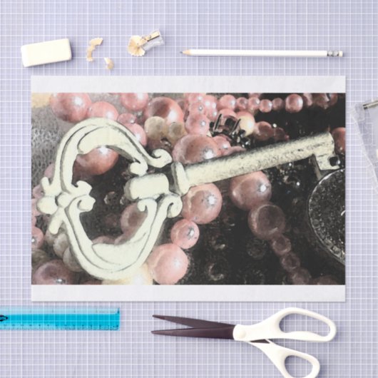 witte skelet over roze parels tissuepapier (Craft)