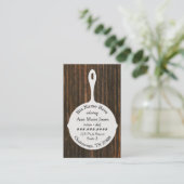 Witte Skillet Rustiek Houten Restaurant Cateraar Visitekaartje (Staand voorkant)