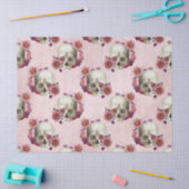 Witte Skulls en roze Floral-ontkoppeling Tissuepapier (Craft)