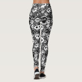 Witte Skulls op zwart Leggings (Achterkant)
