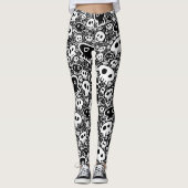 Witte Skulls op zwart Leggings (Voorkant)