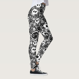 Witte Skulls op zwart Leggings