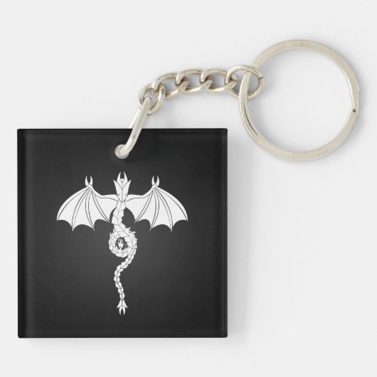 Witte slang draak sleutelhanger (Achterkant)