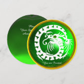 WITTE SLANG DRAGON GOUD SMARAGD GROEN EDELGESTEENT KAART (Voorkant / Achterkant)