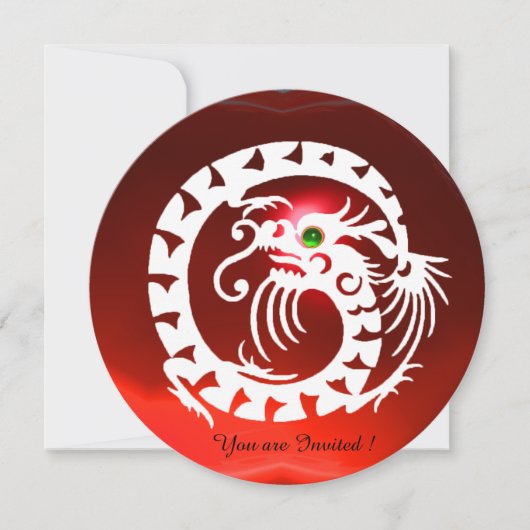WITTE SLANG DRAGON ROOD ROBIJN EDELSTEEN KAART (Voorkant)