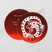 WITTE SLANG DRAGON ROOD ROBIJN EDELSTEEN MONOGRAM KAART (Voorkant / Achterkant)