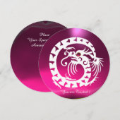 WITTE SLANG DRAGON ROZE FUCHSIA PAARSE EDELSTEEN KAART (Voorkant / Achterkant)