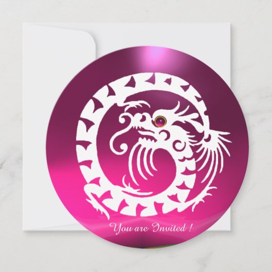WITTE SLANG DRAGON ROZE FUCHSIA PAARSE EDELSTEEN KAART (Voorkant)