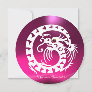WITTE SLANG DRAGON ROZE FUCHSIA PAARSE EDELSTEEN KAART