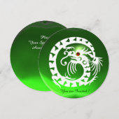 WITTE SLANG DRAGON SMARAGD GROEN EDELE STEEN KAART (Voorkant / Achterkant)