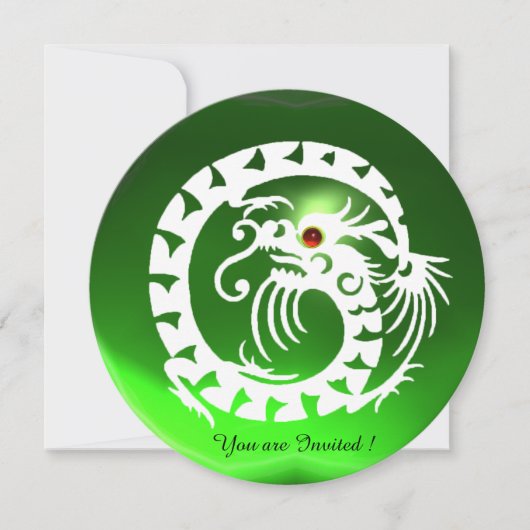 WITTE SLANG DRAGON SMARAGD GROEN EDELE STEEN KAART (Voorkant)