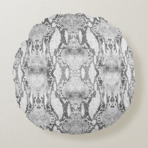 Witte Slang Skin Print Rond Kussen