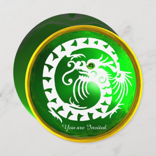 WITTE SLANGEN DRAGON GOUD SMARAGD GROEN EDELGESTEE KAART (Voorkant / Achterkant)