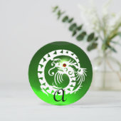 WITTE SLANGEN DRAGON GROENE SMARAGD EDELSTEEN  MON KAART (Staand voorkant)
