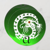 WITTE SLANGEN DRAGON GROENE SMARAGD EDELSTEEN  MON KAART (Voorkant / Achterkant)